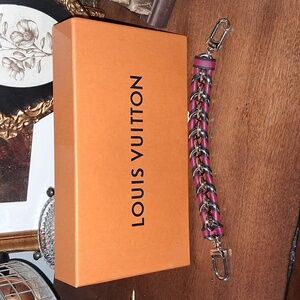 Louis Vuitton Pink, Black And Silver Chain Strap